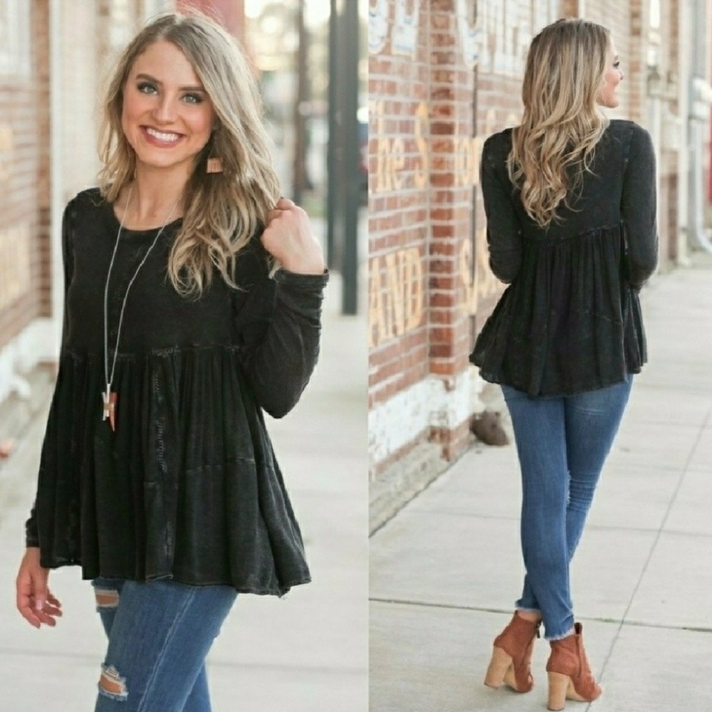 LAST ONE Infinity Raine Black Vintage Wash Tunic